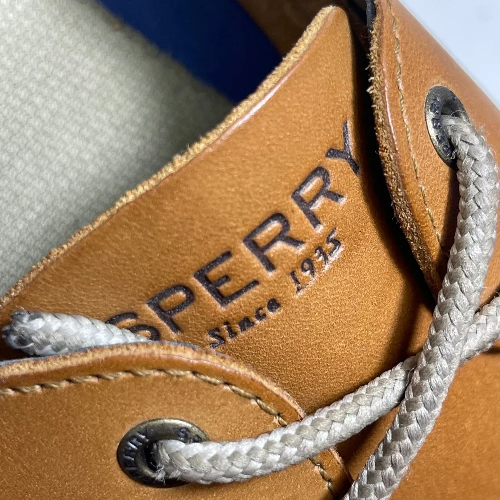 Sperry Top Sider Leeward 077789 Boat Shoes Brown Leather Slip On Men's 12 M